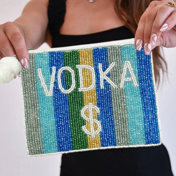 VODKA FUNDS Seed Beaded Storage Money Coin Pouch - Picture 1 of 3